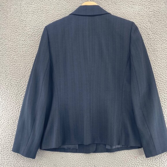 Le Suit Blazer Womens 12 Navy Shimmer Tonal Stripe Button Up Pockets Office Work - Picture 11 of 11